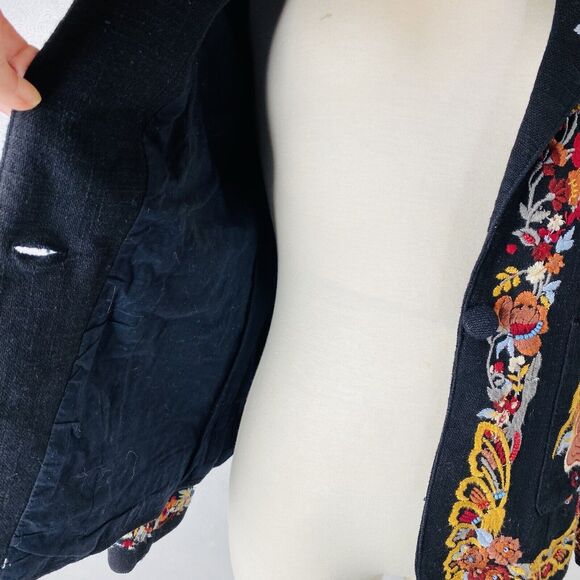 Maeve Size 6 Ellen Black Embroidered Blazer - Picture 4 of 11